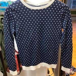 Tommy Hilfiger Womens Pima Cotton Sweater Knit Blue White Polka Dots Academia